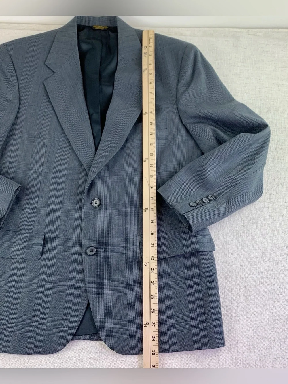Palm Beach Men's Glen Plaid pure wool sport coat Blazer long sleeve blue